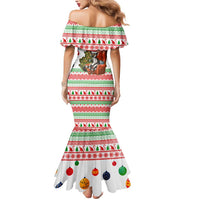 Madagascar Christmas Mermaid Dress with Lemur Santa Hat Holiday Tree and Festive Pattern - Wonder Print Shop