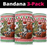Madagascar Christmas Neck Gaiter with Lemur Santa Hat Holiday Tree and Festive Pattern - Wonder Print Shop