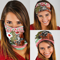 Madagascar Christmas Neck Gaiter with Lemur Santa Hat Holiday Tree and Festive Pattern - Wonder Print Shop