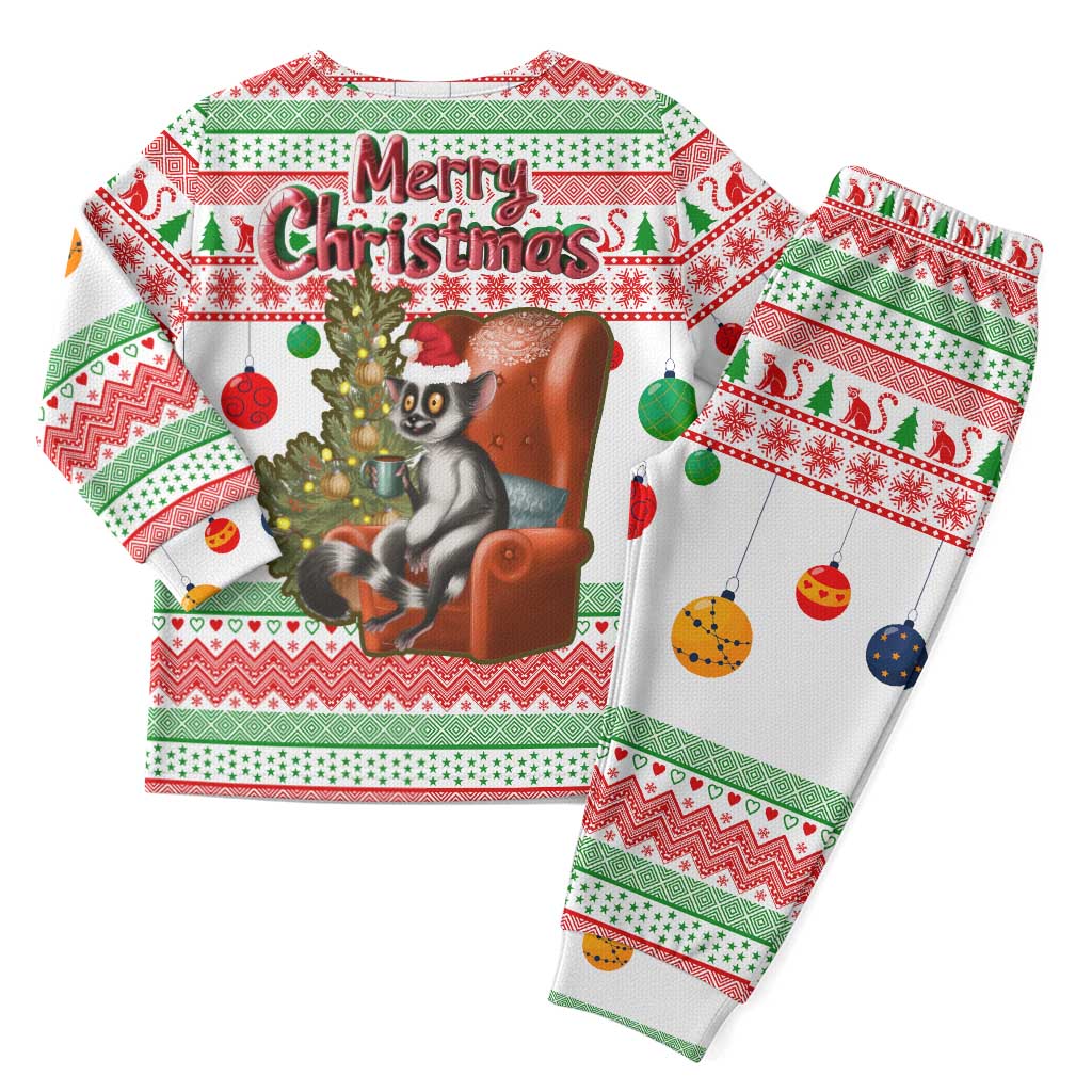 Madagascar Christmas Pajama Set with Lemur Santa Hat Holiday Tree and Festive Pattern - Wonder Print Shop