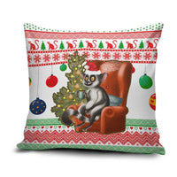 Madagascar Christmas Pillow Cover with Lemur Santa Hat Holiday Tree and Festive Pattern - Wonder Print Shop