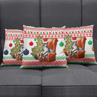 Madagascar Christmas Pillow Cover with Lemur Santa Hat Holiday Tree and Festive Pattern - Wonder Print Shop