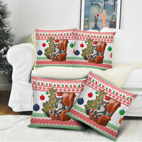 Madagascar Christmas Pillow Cover with Lemur Santa Hat Holiday Tree and Festive Pattern - Wonder Print Shop