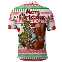 Madagascar Christmas Polo Shirt with Lemur Santa Hat Holiday Tree and Festive Pattern - Wonder Print Shop