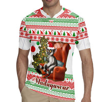 Madagascar Christmas Rugby Jersey with Lemur Santa Hat Holiday Tree and Festive Pattern - Wonder Print Shop
