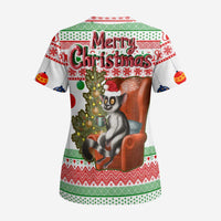 Madagascar Christmas Scrub Top with Lemur Santa Hat Holiday Tree and Festive Pattern - Wonder Print Shop