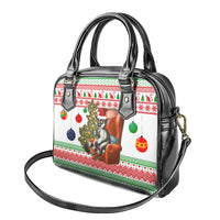 Madagascar Christmas Shoulder Handbag with Lemur Santa Hat Holiday Tree and Festive Pattern - Wonder Print Shop