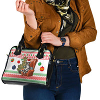 Madagascar Christmas Shoulder Handbag with Lemur Santa Hat Holiday Tree and Festive Pattern - Wonder Print Shop