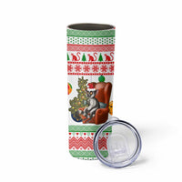 Madagascar Christmas Skinny Tumbler with Lemur Santa Hat Holiday Tree and Festive Pattern - Wonder Print Shop