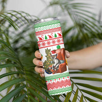 Madagascar Christmas Skinny Tumbler with Lemur Santa Hat Holiday Tree and Festive Pattern - Wonder Print Shop
