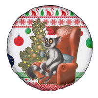 Madagascar Christmas Spare Tire Cover with Lemur Santa Hat Holiday Tree and Festive Pattern - Wonder Print Shop