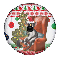 Madagascar Christmas Spare Tire Cover with Lemur Santa Hat Holiday Tree and Festive Pattern - Wonder Print Shop