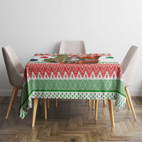 Madagascar Christmas Tablecloth with Lemur Santa Hat Holiday Tree and Festive Pattern - Wonder Print Shop