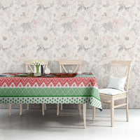 Madagascar Christmas Tablecloth with Lemur Santa Hat Holiday Tree and Festive Pattern - Wonder Print Shop