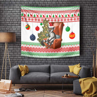 Madagascar Christmas Tapestry with Lemur Santa Hat Holiday Tree and Festive Pattern - Wonder Print Shop