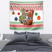 Madagascar Christmas Tapestry with Lemur Santa Hat Holiday Tree and Festive Pattern - Wonder Print Shop