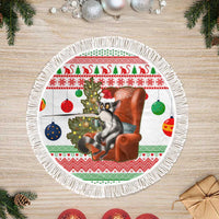 Madagascar Christmas Tree Skirt with Lemur Santa Hat Holiday Tree and Festive Pattern - Wonder Print Shop