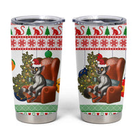 Madagascar Christmas Tumbler Cup with Lemur Santa Hat Holiday Tree and Festive Pattern - Wonder Print Shop