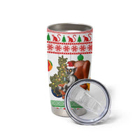 Madagascar Christmas Tumbler Cup with Lemur Santa Hat Holiday Tree and Festive Pattern - Wonder Print Shop