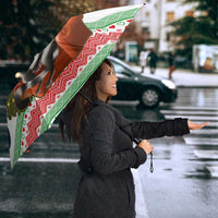 Madagascar Christmas Umbrella with Lemur Santa Hat Holiday Tree and Festive Pattern - Wonder Print Shop