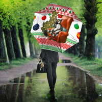 Madagascar Christmas Umbrella with Lemur Santa Hat Holiday Tree and Festive Pattern - Wonder Print Shop