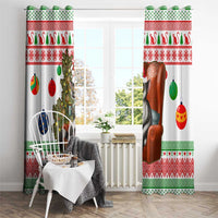 Madagascar Christmas Window Curtain with Lemur Santa Hat Holiday Tree and Festive Pattern - Wonder Print Shop