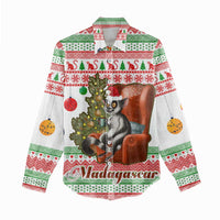 Madagascar Christmas Women Casual Shirt with Lemur Santa Hat Holiday Tree and Festive Pattern - Wonder Print Shop