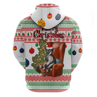 Madagascar Christmas Zip Hoodie with Lemur Santa Hat Holiday Tree and Festive Pattern - Wonder Print Shop