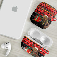 Madagascar Christmas AirPods Case with Aye Aye Lemur Santa Hat Holiday Lights and Gift Box Pattern - Wonder Print Shop