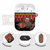 Madagascar Christmas AirPods Case with Aye Aye Lemur Santa Hat Holiday Lights and Gift Box Pattern - Wonder Print Shop
