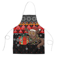 Madagascar Christmas Apron with Aye Aye Lemur Santa Hat Holiday Lights and Gift Box Pattern - Wonder Print Shop