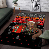 Madagascar Christmas Area Rug with Aye Aye Lemur Santa Hat Holiday Lights and Gift Box Pattern - Wonder Print Shop