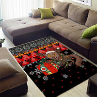 Madagascar Christmas Area Rug with Aye Aye Lemur Santa Hat Holiday Lights and Gift Box Pattern - Wonder Print Shop