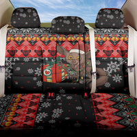 Madagascar Christmas Back Car Seat Cover with Aye Aye Lemur Santa Hat Holiday Lights and Gift Box Pattern - Wonder Print Shop