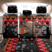 Madagascar Christmas Back Car Seat Cover with Aye Aye Lemur Santa Hat Holiday Lights and Gift Box Pattern - Wonder Print Shop