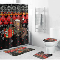 Madagascar Christmas Bathroom Set with Aye Aye Lemur Santa Hat Holiday Lights and Gift Box Pattern - Wonder Print Shop