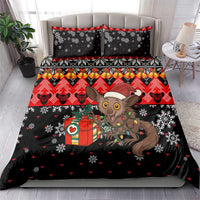 Madagascar Christmas Bedding Set with Aye Aye Lemur Santa Hat Holiday Lights and Gift Box Pattern - Wonder Print Shop