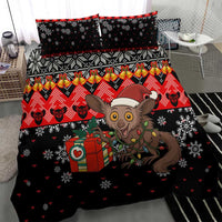 Madagascar Christmas Bedding Set with Aye Aye Lemur Santa Hat Holiday Lights and Gift Box Pattern - Wonder Print Shop