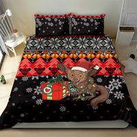 Madagascar Christmas Bedding Set with Aye Aye Lemur Santa Hat Holiday Lights and Gift Box Pattern - Wonder Print Shop