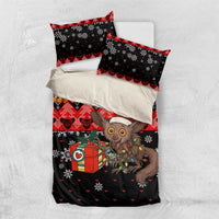 Madagascar Christmas Bedding Set with Aye Aye Lemur Santa Hat Holiday Lights and Gift Box Pattern - Wonder Print Shop