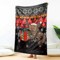 Madagascar Christmas Blanket with Aye Aye Lemur Santa Hat Holiday Lights and Gift Box Pattern - Wonder Print Shop
