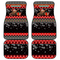 Madagascar Christmas Car Mats with Aye Aye Lemur Santa Hat Holiday Lights and Gift Box Pattern - Wonder Print Shop