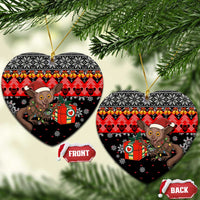 Madagascar Christmas Ceramic Ornament with Aye Aye Lemur Santa Hat Holiday Lights and Gift Box Pattern - Wonder Print Shop