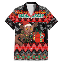 Madagascar Christmas Family Matching Mermaid Dress and Hawaiian Shirt with Aye Aye Lemur Santa Hat Holiday Lights and Gift Box Pattern - Wonder Print Shop