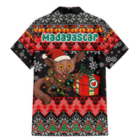 Madagascar Christmas Family Matching Mermaid Dress and Hawaiian Shirt with Aye Aye Lemur Santa Hat Holiday Lights and Gift Box Pattern - Wonder Print Shop
