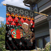 Madagascar Christmas Garden Flag with Aye Aye Lemur Santa Hat Holiday Lights and Gift Box Pattern - Wonder Print Shop