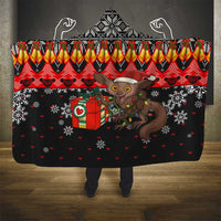 Madagascar Christmas Hooded Blanket with Aye Aye Lemur Santa Hat Holiday Lights and Gift Box Pattern - Wonder Print Shop