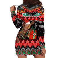 Madagascar Christmas Hoodie Dress with Aye Aye Lemur Santa Hat Holiday Lights and Gift Box Pattern - Wonder Print Shop
