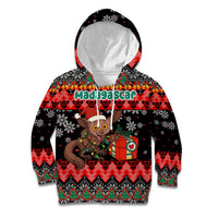 Madagascar Christmas Kid Hoodie with Aye Aye Lemur Santa Hat Holiday Lights and Gift Box Pattern - Wonder Print Shop