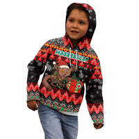 Madagascar Christmas Kid Hoodie with Aye Aye Lemur Santa Hat Holiday Lights and Gift Box Pattern - Wonder Print Shop